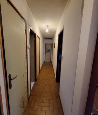 Couloir revisité : portes colorées inspirées du papier peint du salon