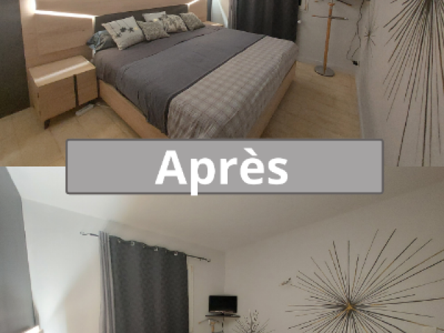 Chambre parentale rénovée : lignes modernes et éclat d'étoiles